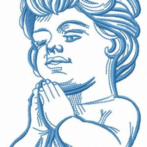 Boy praying embroidery design