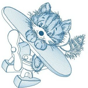 Brave kitten embroidery design