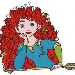Brave Princess Merida with arrow embroidery design