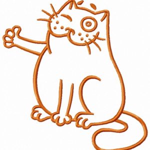 Bravo cat one color embroidery design
