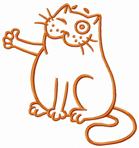 Bravo cat one color embroidery design