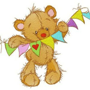 Bright garland for teddy's room embroidery design