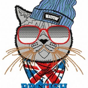 British cat embroidery design