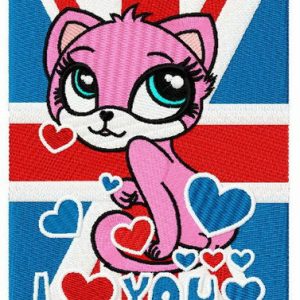 British pink cat 2 embroidery design