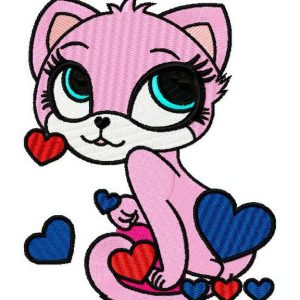 British pink cat 3 embroidery design