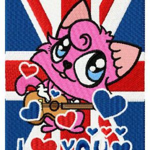 British pink cat embroidery design