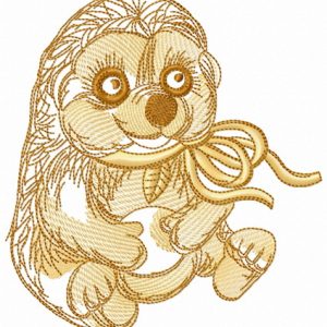Brown hedgehog embroidery design
