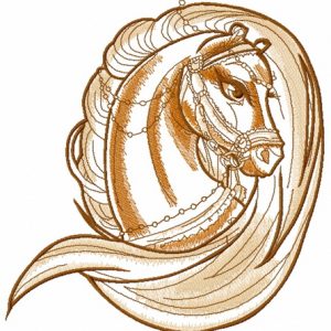 Brown horse head sketch embroidery design