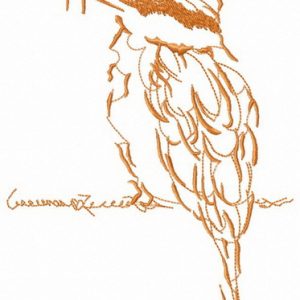 Brown shrike on wire embroidery design