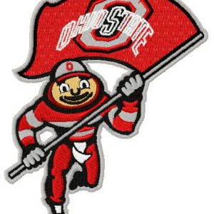 Brutus Buckeye with flag embroidery design