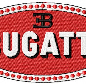 Bugatti oval logo embroidery design