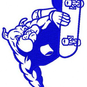 Bulldog on skateboard 2 embroidery design