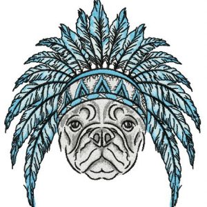 Bulldog ready for Indian party embroidery design