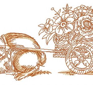 Bunny and cart with flowers 2 embroidery design