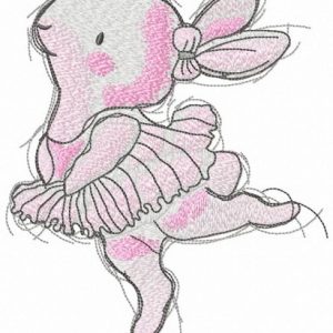 Bunny ballerina embroidery design