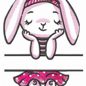 Bunny girl monogram embroidery design