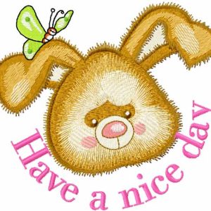 Rabbit have a nice day embroidery design