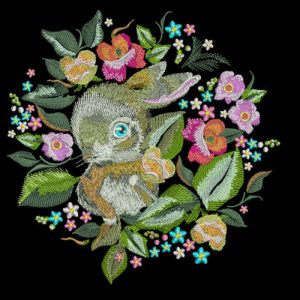 Bunny hiding embroidery design