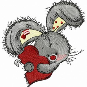 Bunny hugs your heart 4 embroidery design