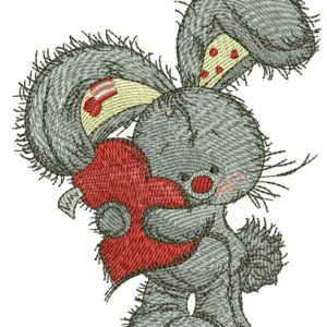 Bunny hugs your heart embroidery design