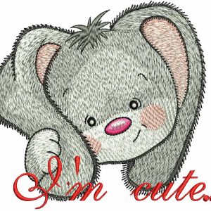 I'm cute bunny embroidery design