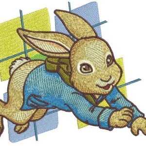 Bunny in a hurry embroidery design