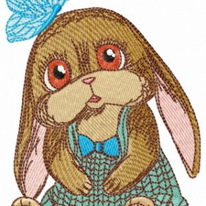 Bunny in romper embroidery design