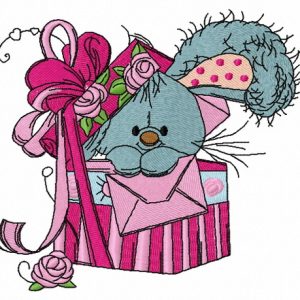 Bunny in the box 2 embroidery design
