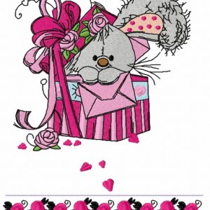 Bunny in the box embroidery design