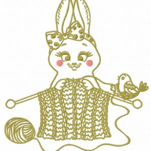 Bunny knitting embroidery design