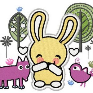 Bunny laughs embroidery design