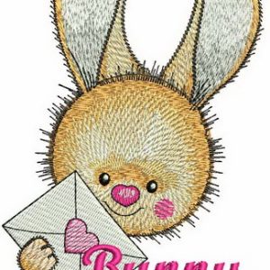 Bunny mail embroidery design