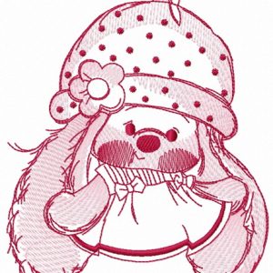 Bunny Mi in summer dress one color embroidery design