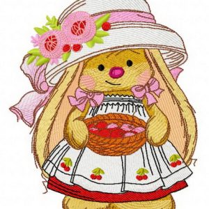 Bunny Mi with basket 2 embroidery design