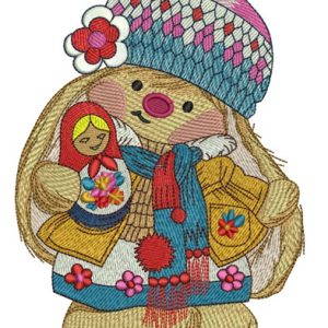 Bunny Mi with matrioshka 2 embroidery design
