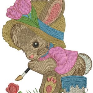 Bunny painting 3 embroidery design