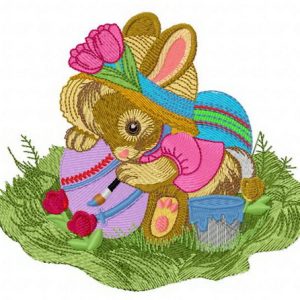 Bunny painting embroidery design