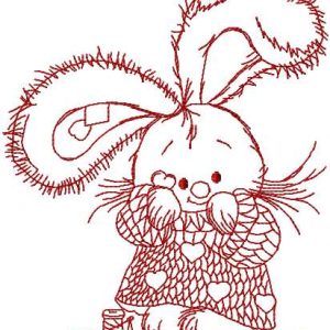 Cute bunny redwork 2 embroidery design