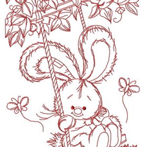 Bunny swinging on teeter 4 embroidery design