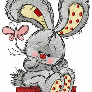 Bunny swinging on teeter 5 embroidery design