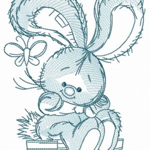 Bunny swinging on teeter 6 embroidery design