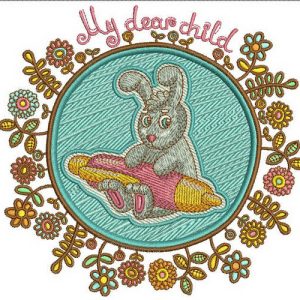 Bunny the writer embroidery design