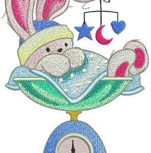Bunny weighing embroidery design