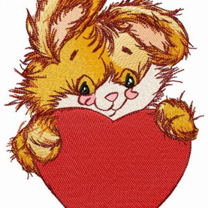 Bunny with big heart embroidery design