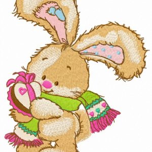 Bunny with chocolate sweets embroidery design