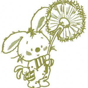 Bunny with dandelion 2 embroidery design