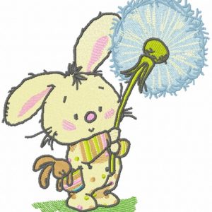 Bunny with dandelion embroidery design