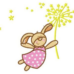 Bunny with fireworks embroidery design