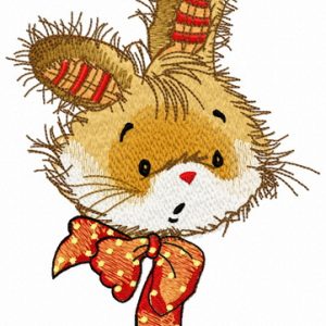 Bunny with polka dot bow embroidery design