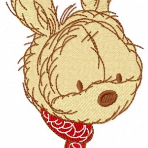 Bunny in red scarf embroidery design